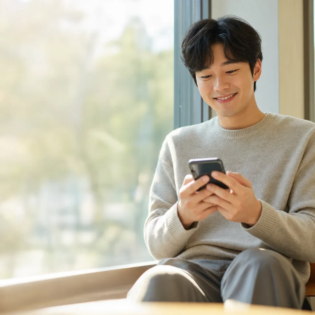 집에서 전화로 문의하는 모습